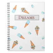 Romantisches Watercolor Ice Creme Notebook Notizblock (Vorderseite)
