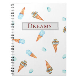 Romantisches Watercolor Ice Creme Notebook Notizblock