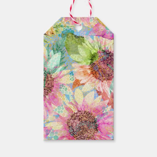 Romantisches Watercolor Sonnenblumenmuster Geschenkanhänger (Vorderseite)