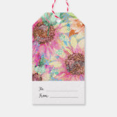 Romantisches Watercolor Sonnenblumenmuster Geschenkanhänger (Rückseite)