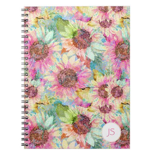 Romantisches Watercolor Sonnenblumenmuster Notizblock (Vorderseite)