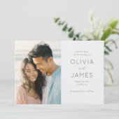 Romantisches weiches blaues Foto Save The Date (Stehend Vorderseite)