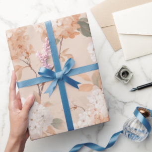 Romantisches weiches Pfirsichblüten weißes Blumenm Geschenkpapier