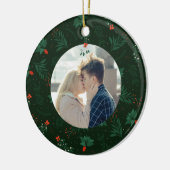 Romantisches Weihnachtsfest Mistletoe Custom Coupl Keramik Ornament (Links)