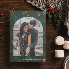 Romantisches Weihnachtsgeschoss Foto Green Mistlet Postkarte