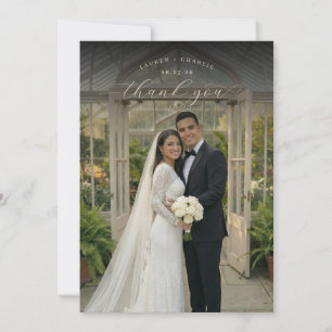 Romantisches Weiß Elegantes Foto Dankeskarte