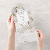 Romantisches Weiß und Rosa Blumen Kein Abendessen All In One Einladung (Abreißen)