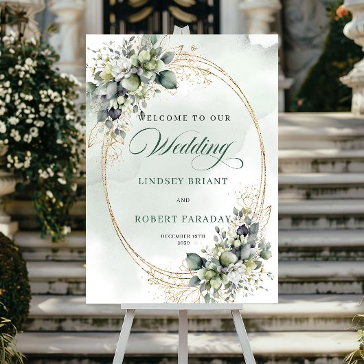 Romantisches weißes Rosen Botanisches Willkommenss Poster