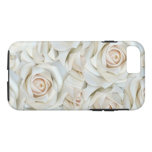 Romantisches weißes Rosen-Muster Case-Mate iPhone Hülle (Rückseite (Horizontal))