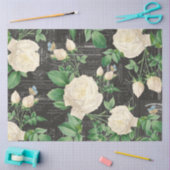 Romantisches Weißrosen-Ephemera Collage Tissue Pap Seidenpapier (Basteln)