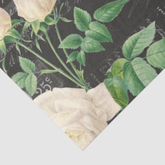 Romantisches Weißrosen-Ephemera Collage Tissue Pap Seidenpapier (Ausschnitt)