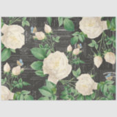 Romantisches Weißrosen-Ephemera Collage Tissue Pap Seidenpapier (Vorderseite)