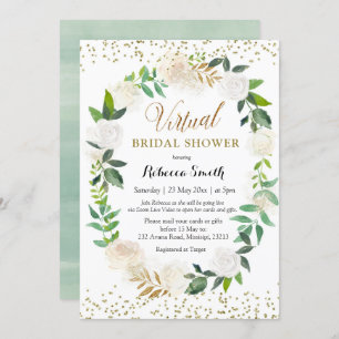 Romantisches White Floral Virtual Brautparty Einladung