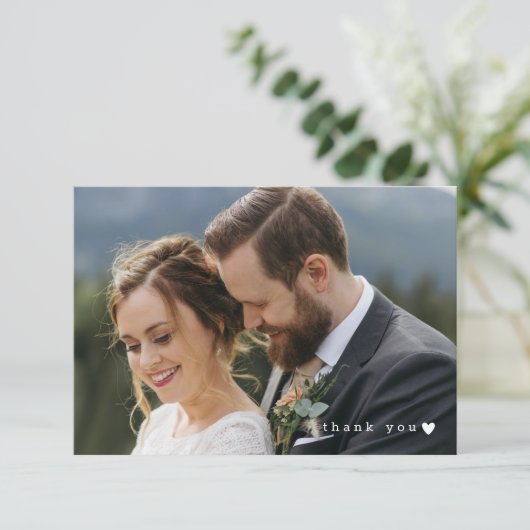 Romantisches White Heart Foto Kleine Hochzeit Viel Dankeskarte (Stehend Vorderseite)