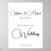 Romantisches White Script Hochzeitsempfangsposter Poster (Vorne)