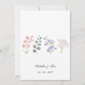 Romantisches Wildblumen-Boho-Hochzeitsempfangsmenü Einladung (Rückseite)