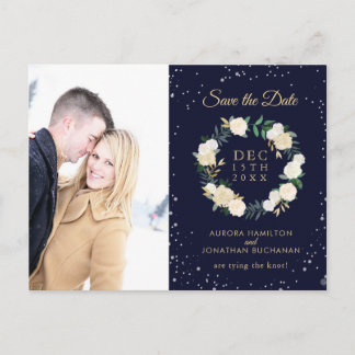 Romantisches Winterwonderland Save the Date Ankündigungspostkarte