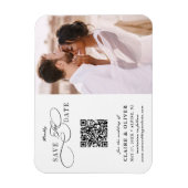 Romantisches Wirbles Script QR Code Save the Date  Magnet (Vertikal)