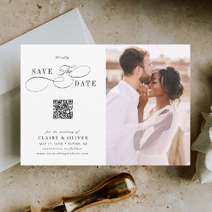 Romantisches Wirbles Script QR Code Wedding Foto Save The Date