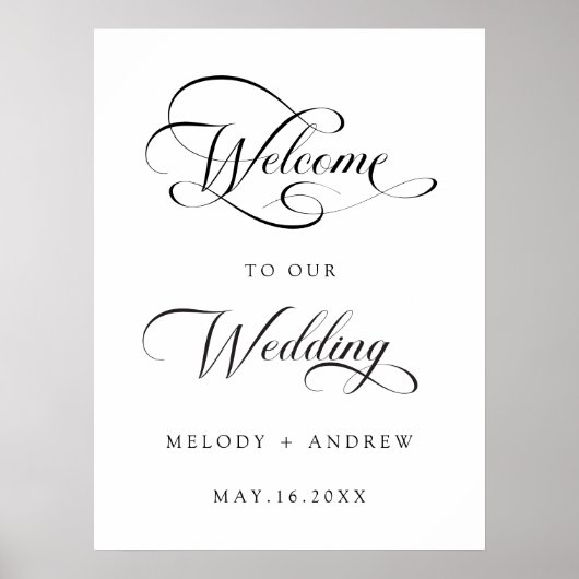 Romantisches Wirbles Script-Wedding Willkommenszei Poster (Vorne)