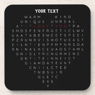 Romantisches Word Search Heart - I Liebe You Puzzl Getränkeuntersetzer