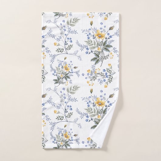 Romantisches zartes Wildblume Muster Gelb blau 2 Badhandtuch Set (Handtuch)