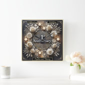 Romantisches Zeitschriftendesign Quadratische Wanduhr (Zuhause)