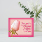 Romantisches Zitat nur eine Rose Postkarte (Stehend Vorderseite)