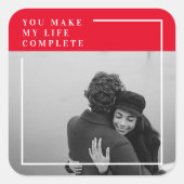 Romantisches Zitat und Foto | Valentines Gift Quadratischer Aufkleber (Vorderseite)