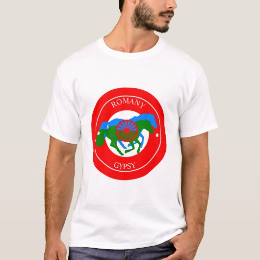 Romany Sinti und Roma flagge und Pferde T-Shirt (Vorderseite)