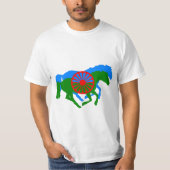 Romany-Sinti und Roma-Flaggentext und Pferd-T - Sh T-Shirt (Vorderseite)