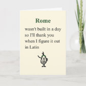 Rome A Funny Danke, Gedicht Karte (Vorderseite)