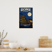 Rome at Night Poster | Colosseum Moonlight Vintage (Küche)