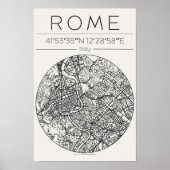 Rome City Map Poster circular Minimal Wall Art (Vorne)