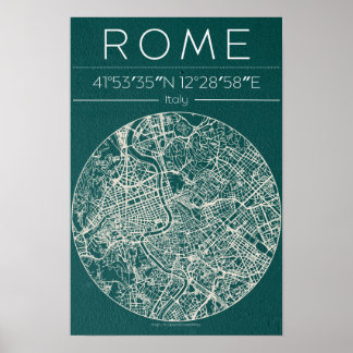 Rome City Map Poster – Modern Urban Wall Art