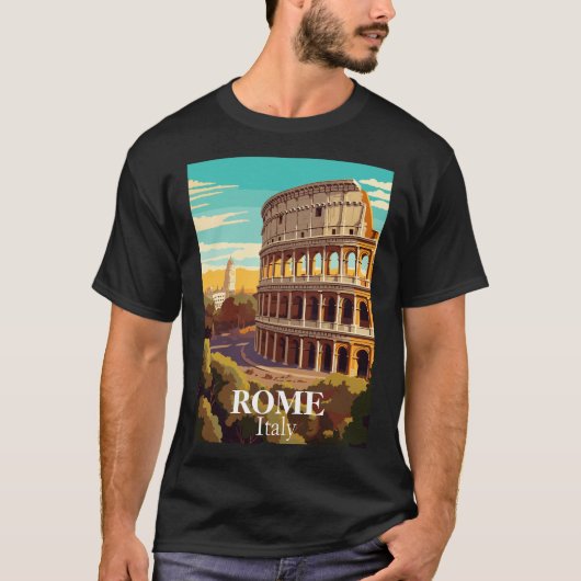 Rome Colosseum Italy Travel Illustration T-Shirt (Vorderseite)