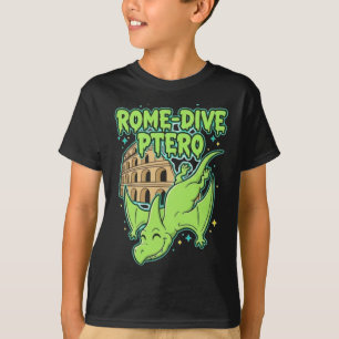 Rome-Dive Ptero Süßer Dinosaurier & Colosseum Reis T-Shirt