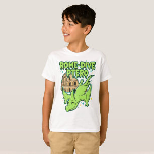 Rome-Dive Ptero Süßer Dinosaurier & Colosseum Reis T-Shirt