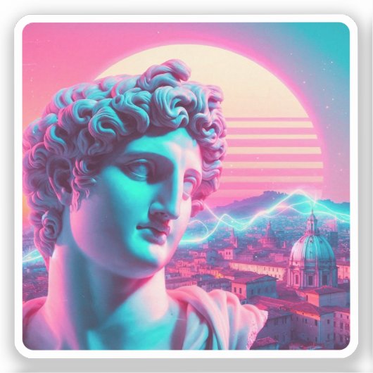 Rome | Ethereal Sculpture Vaporwave Retrowave Aufkleber (Vorderseite)