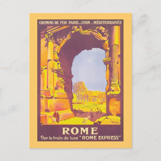 Rome Express Vintage Travel Poster Postkarte (Vorderseite)