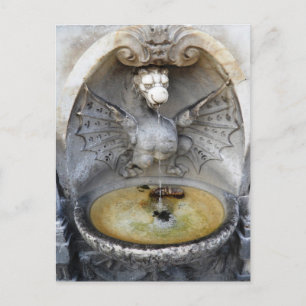 Rome Fountain Dragon Ancient Water Italy Monument Postkarte