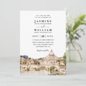 ROME Italy Skyline Destination QR Code Wedding Einladung (Stehend Vorderseite)