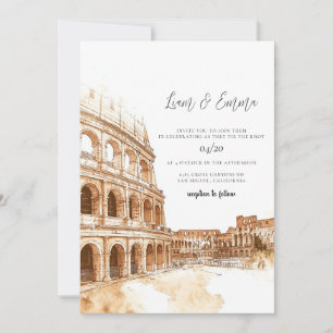 Rome Italy Watercolor Wedding Einladung