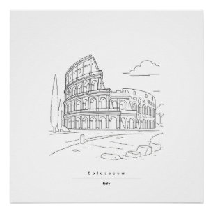 Rome Kolosseum Minimalistische Linienkunst Reisepo Poster