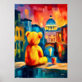 Rome Teddy Fauvist Sunset Skyline Print Poster
