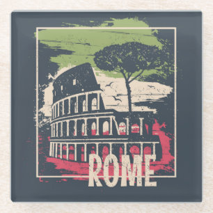 Rome Typografie: Eiffelturm Poster. Glasuntersetzer