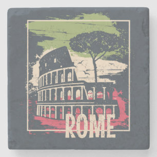Rome Typografie: Eiffelturm Poster. Steinuntersetzer