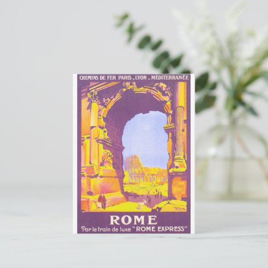 Rome Vintage Travel Poster Postkarte (Stehend Vorderseite)