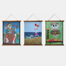 Romeo, Coppertone, Cheeseburger im Paradies Wandteppich Mit Holzrahmen