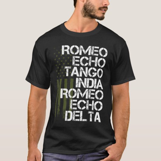 Romeo Echo Tango Funny Military Family Phonetic Al T-Shirt (Vorderseite)
